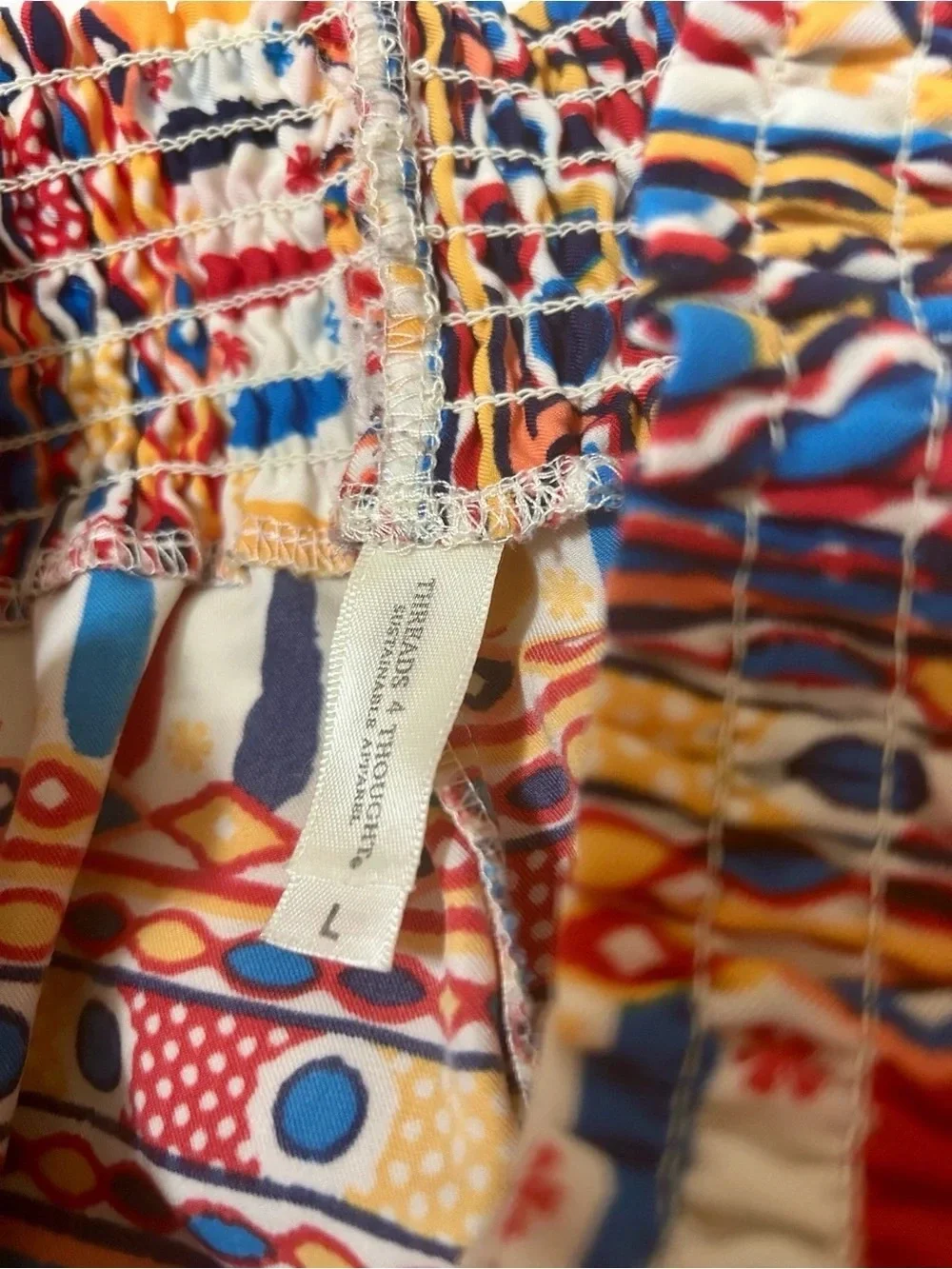 Threads 4 Thought Boho Tribal Geometric Smocked Shorts Eco Friendly L
